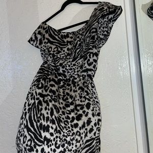 One shoulder cheetah dress